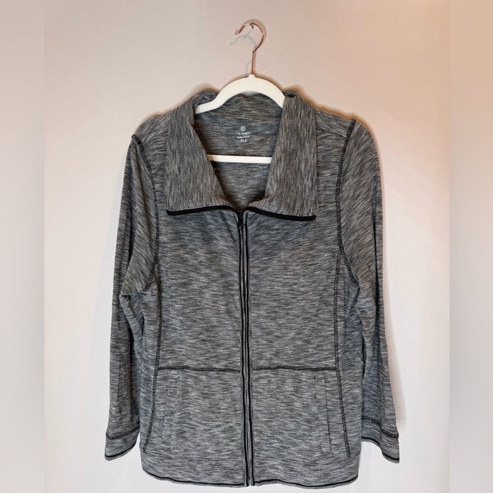 Talbots heathered knit zip up jacket